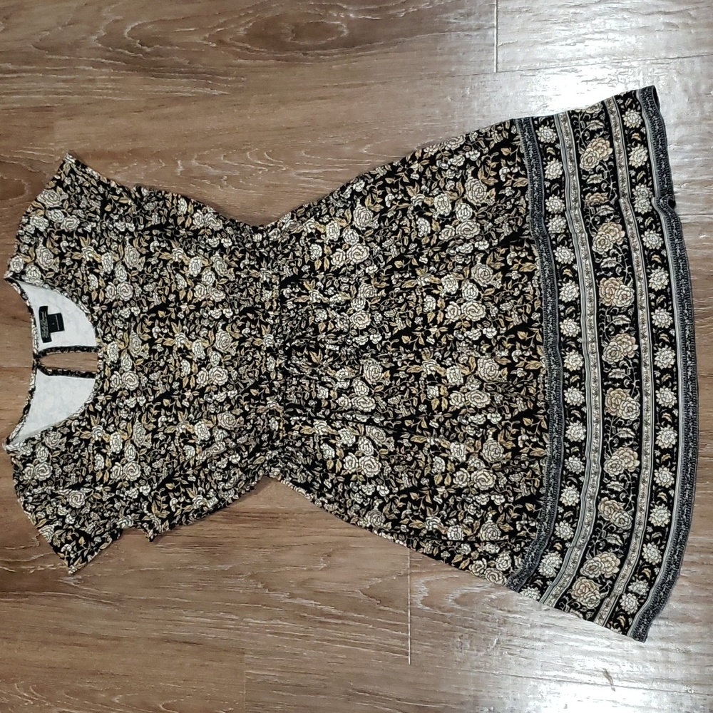 (L) Lucky Brand Los Angeles California Floral Peasant Keyhole Tie Waist Casual